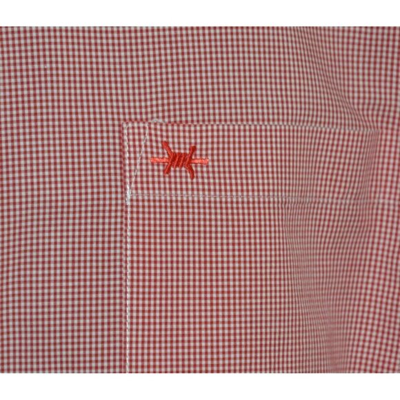 Texas Standard Red Micro Check Men's Dress Shirt Size L Cotton Western Button Up - Picture 6 of 11